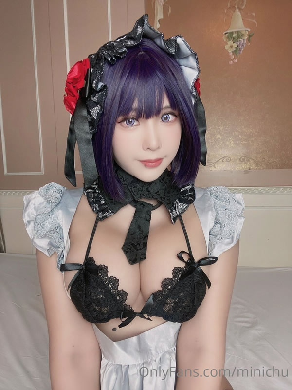 丰满美女Minichu黑色内衣无圣光图集