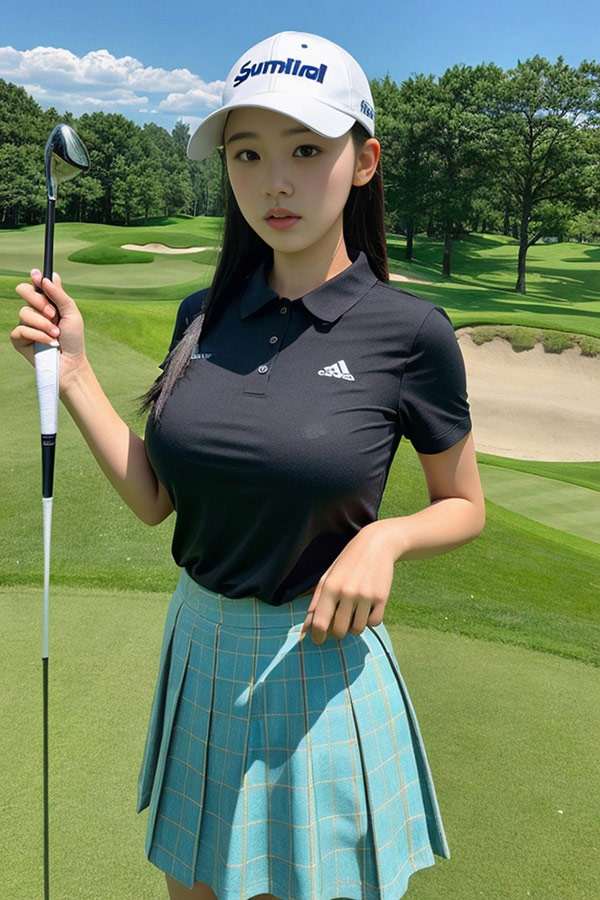 AI魔法秀之球场上朝气蓬勃的高尔夫球女生2