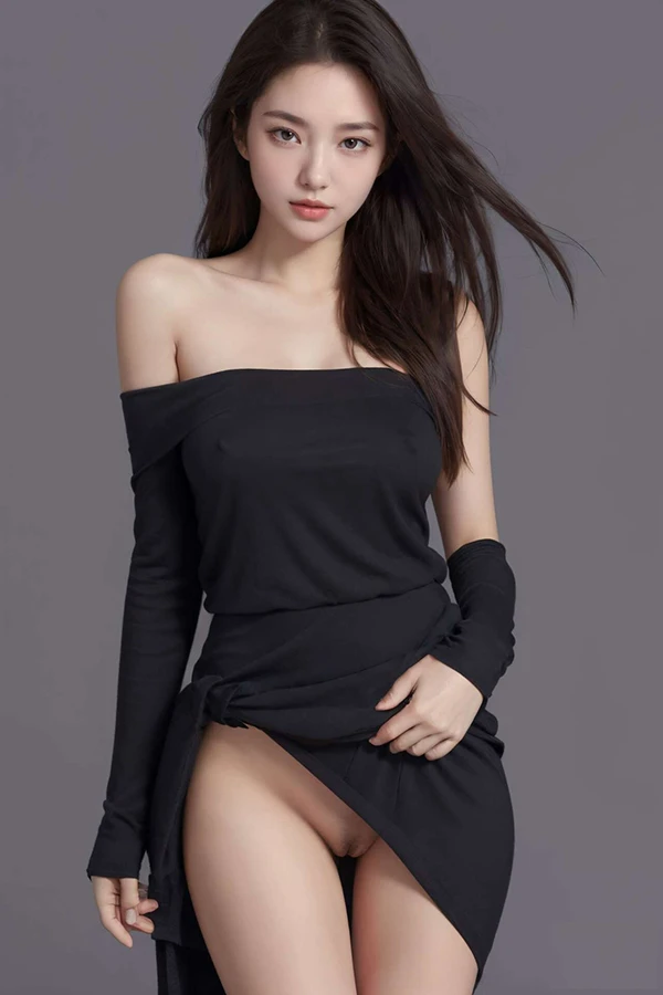 清纯唯美系列之黑色礼裙下露出的AI美女